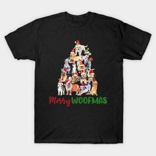 Merry Woofmas Cute Santa Dog Christmas tree Dog Lover Christmas Gift T-Shirt